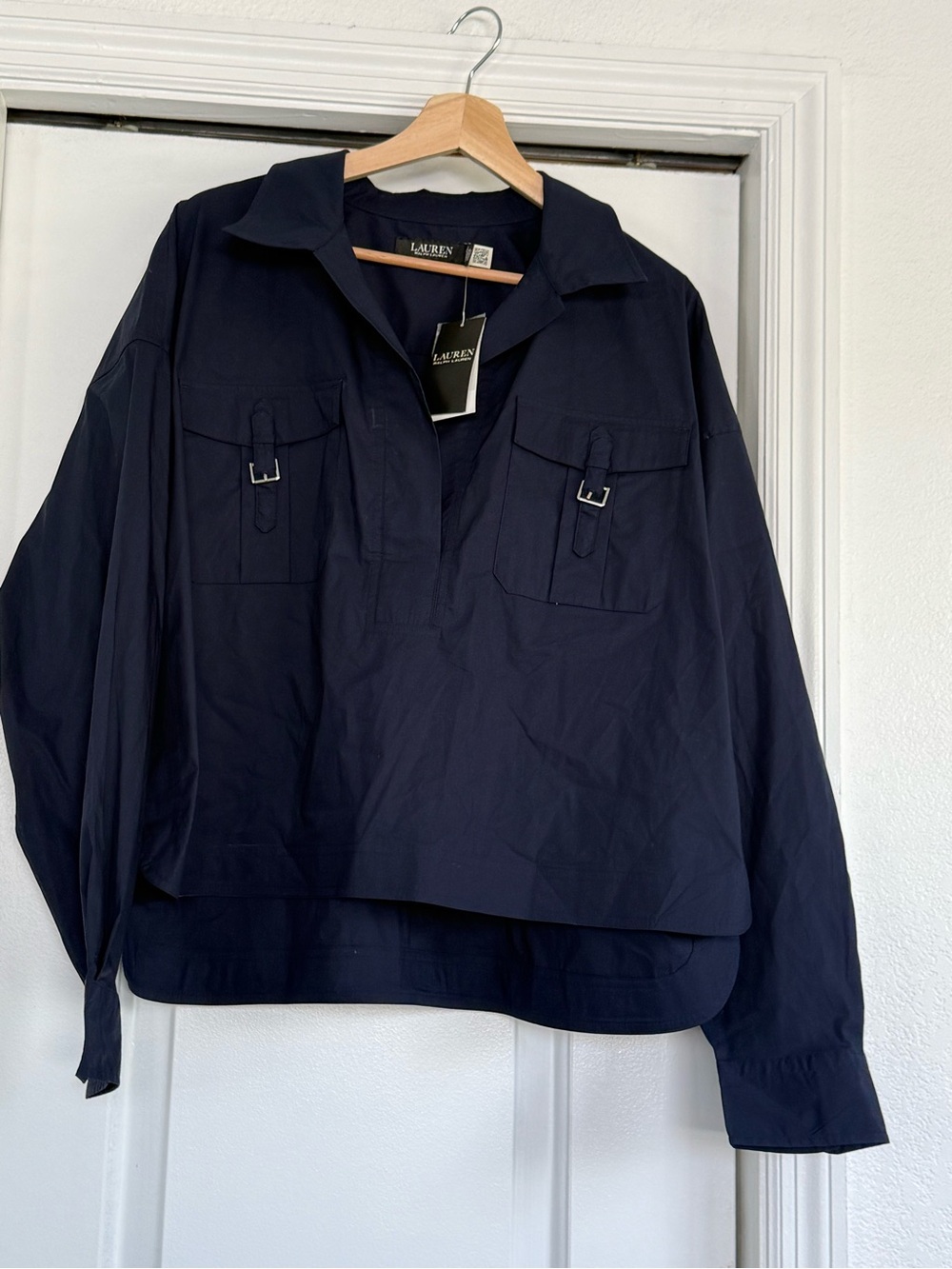Ralph Lauren Navy Utility Pullover with Buckle-Pocket Detail